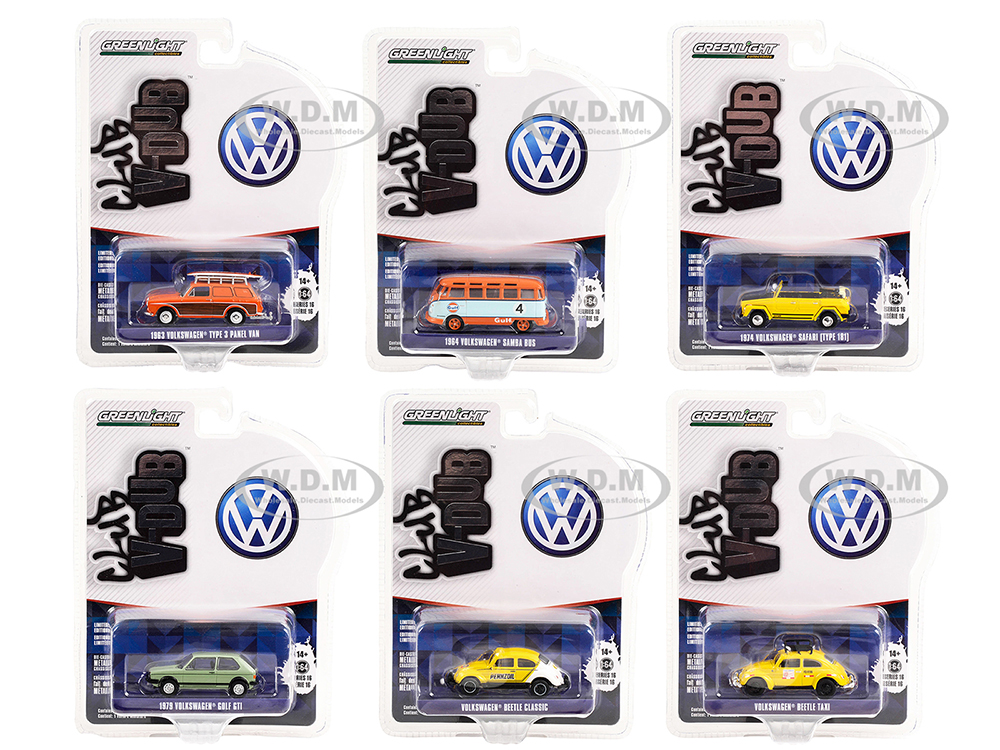 "Club Vee V-Dub" Set of 6 pieces Series 16 1/64 Diecast Model Cars by Greenlight