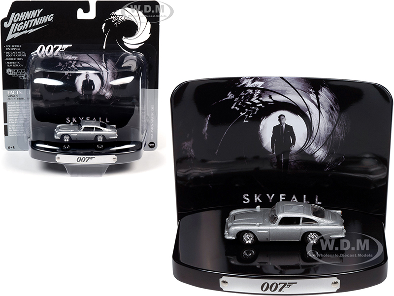 1964 Aston Martin DB5 Silver Birch with Collectible Tin Display "007" "Skyfall" (2012) Movie (23rd in the James Bond Series) 1/64 Diecast Model Car b