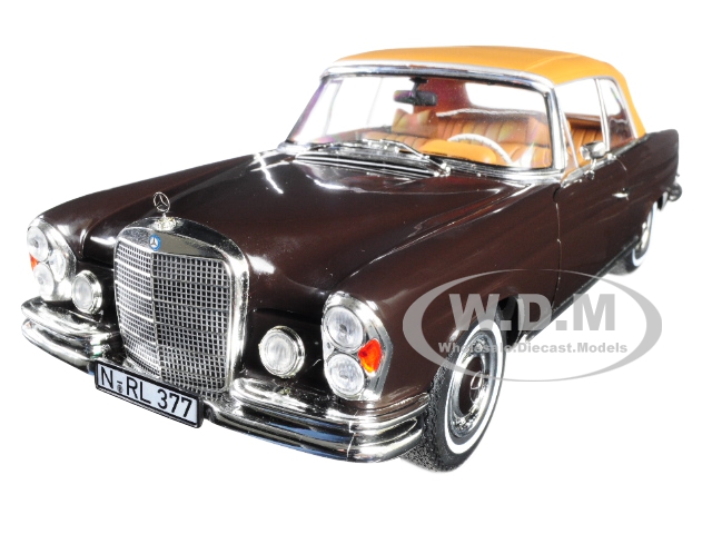Image of 1969 Mercedes Benz 280 SE Cabriolet Dark Brown 1/18 Diecast Model Car by Norev