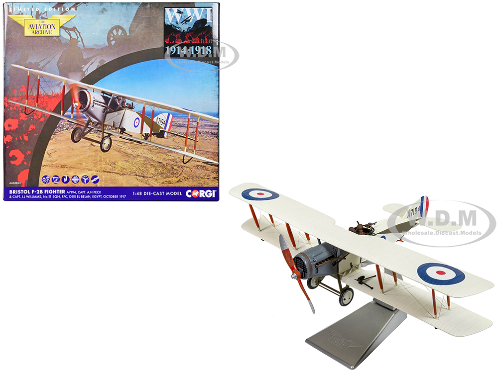 Bristol F-2B Fighter Aircraft A7194 Capt. Arthur H Peck & Capt. John JL Williams No.111 Squadron Egypt (1917) Royal Flying Corps The Aviation Archive Series 1/48 Diecast Model by Corgi