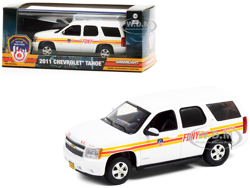 2011 Chevrolet Tahoe White with Stripes FDNY "Fire Department City of New York" 1/43 Diecast Model Car by Greenlight