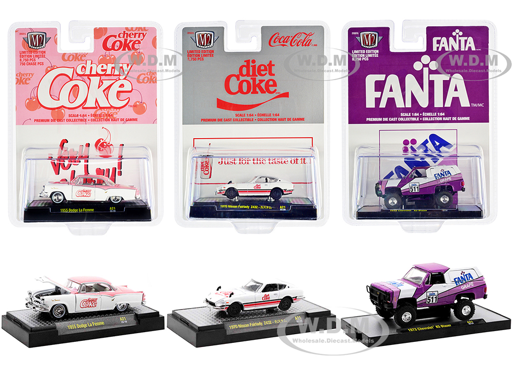 "Sodas" Set of 3 pieces Release 21 Limited Edition to 8750 pieces Worldwide 1/64 Diecast Model Cars by M2 Machines