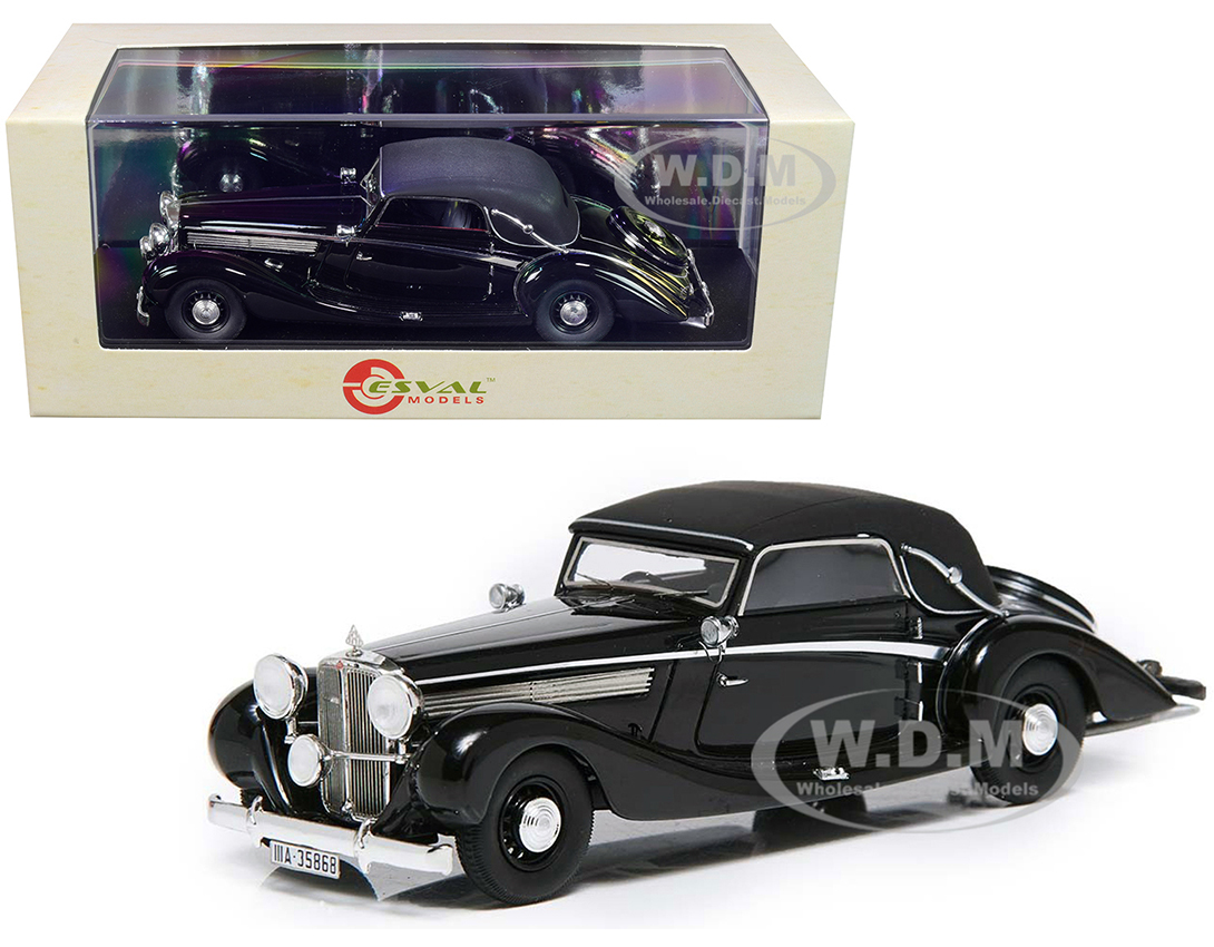 1938 Maybach SW38 Cabriolet A by Spohn (Top Up) Black Limited Edition to 250 pieces Worldwide 1/43 Model Car by Esval Models