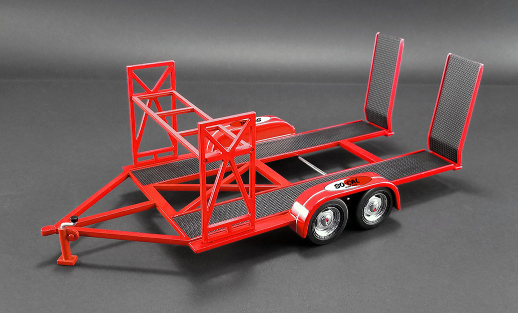 Tandem Car Trailer With Tire Rack "so-cal Speed Shop" Red Limited Edition To 996 Pieces Worldwide 1/18 Diecast Model By Gmp