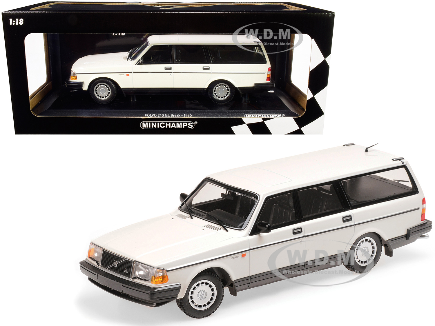 1986 Volvo 240 Gl Break White Limited Edition To 504 Pieces Worldwide 1/18 Diecast Model Car By Minichamps