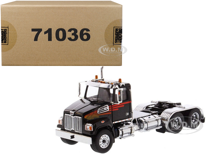 Western Star 4700 Sf Tandem Day Cab Tractor Metallic Black 1/50 Diecast Model By Diecast Masters