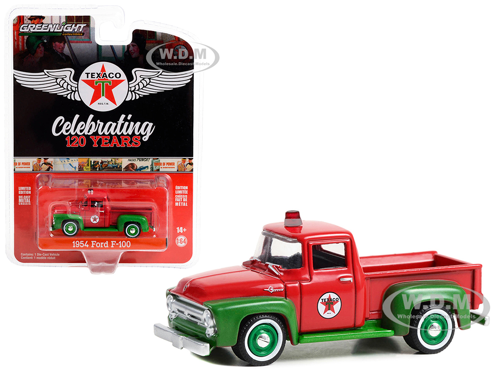 1954 Ford F-100 Pickup Truck Red and Green "Texaco Celebrating 120 Years" "Anniversary Collection" Series 15 1/64 Diecast Model Car by Greenlight