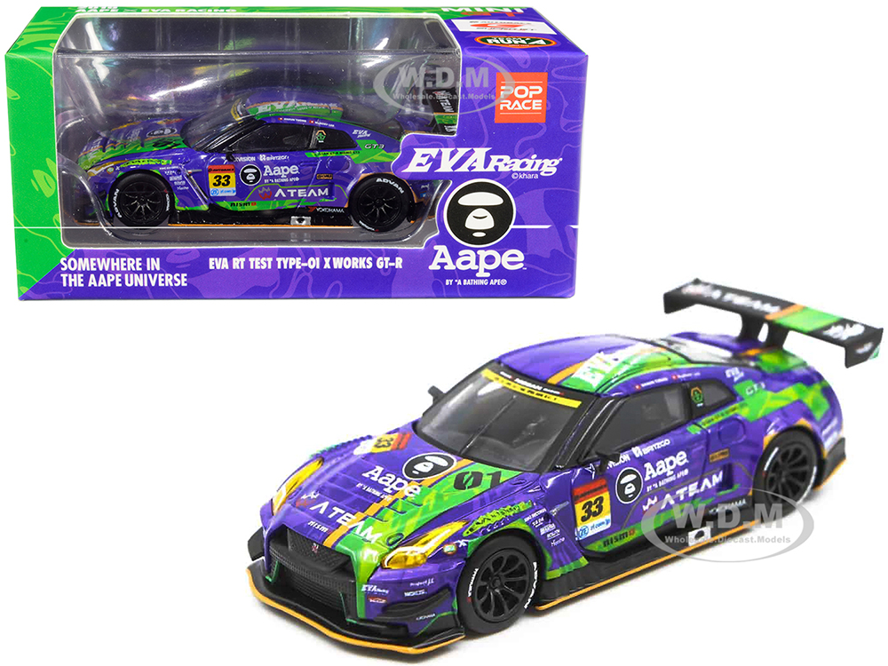 Image of Nissan EVA RT Test Type-01 X Works GT-R 33 Super GT300 Series (2019) "Poprace" 1/64 Diecast Model Car by True Scale Miniatures
