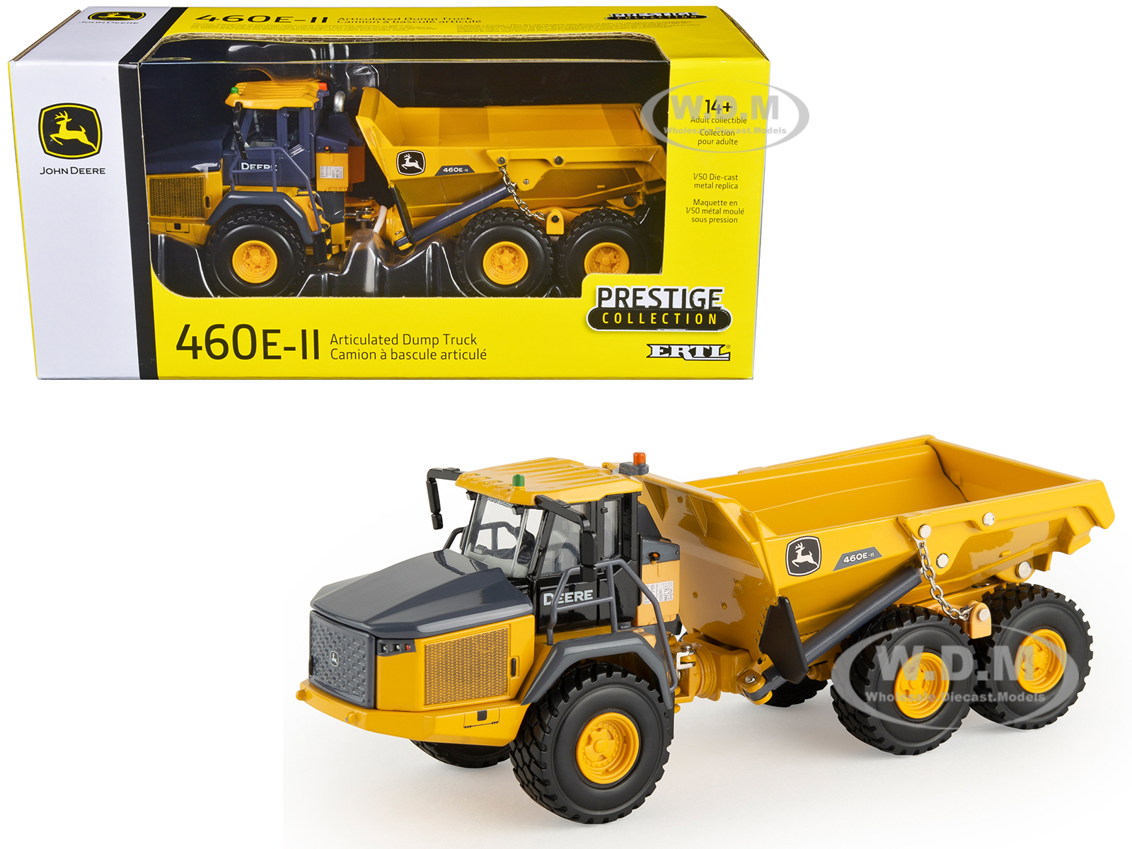 John Deere 460E-11 Articulated Dump Truck Yellow Prestige Collection 1/50 Diecast Model by ERTL TOMY