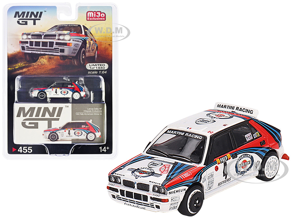 Lancia Delta HF Integrale Evoluzione #4 Didier Auriol - Bernard Occelli Martini Racing Winner Rally MonteCarlo (1992) Limited Edition to 1440 pieces Worldwide 1/64 Diecast Model Car by True Scale Miniatures