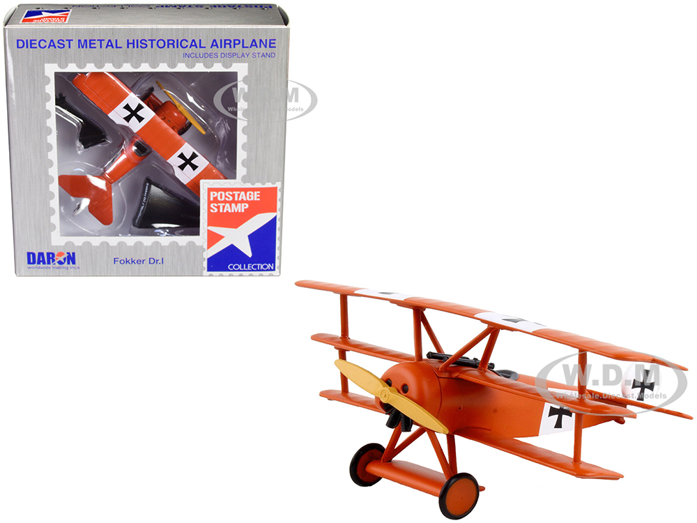 Fokker Dr.I Tri-plane Aircraft "Red Baron" German Air Force 1/63 Diecast Model Airplane by Postage Stamp