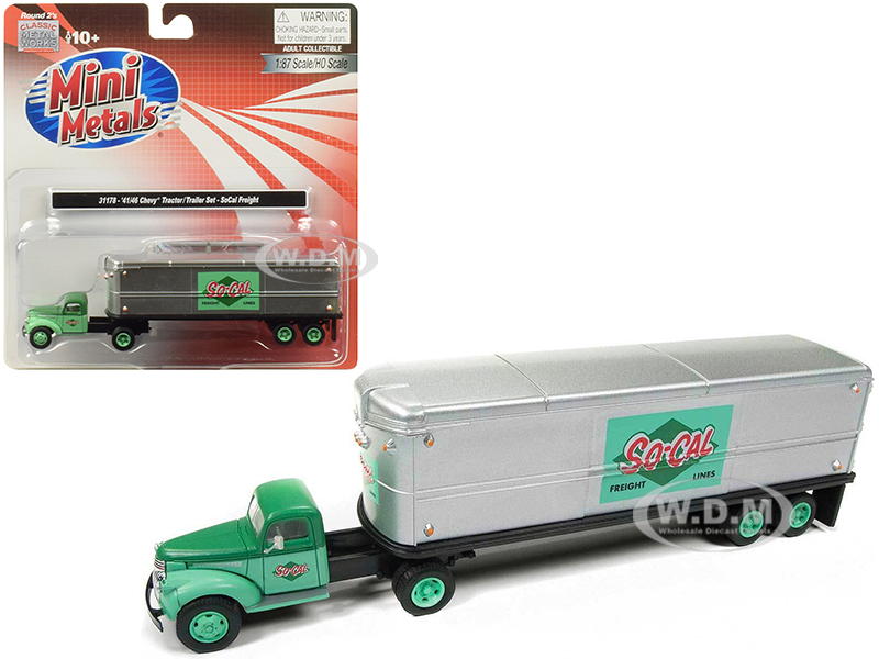 Image of 1941-1946 Chevrolet Tractor Trailer Truck "So-Cal Freight" 1/87 (HO) Scale Model by Classic Metal Works