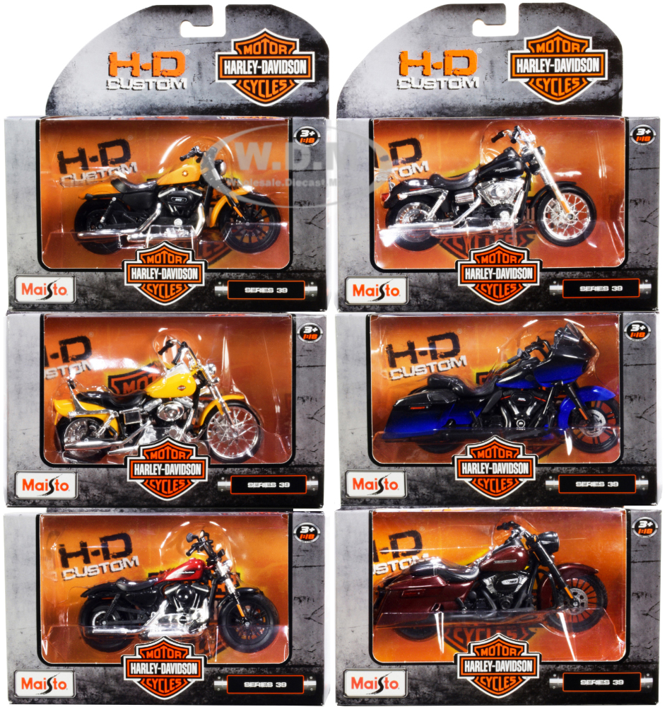 Harley-Davidson Motorcycles 6 piece Set Series 39 1/18 Diecast Models by Maisto