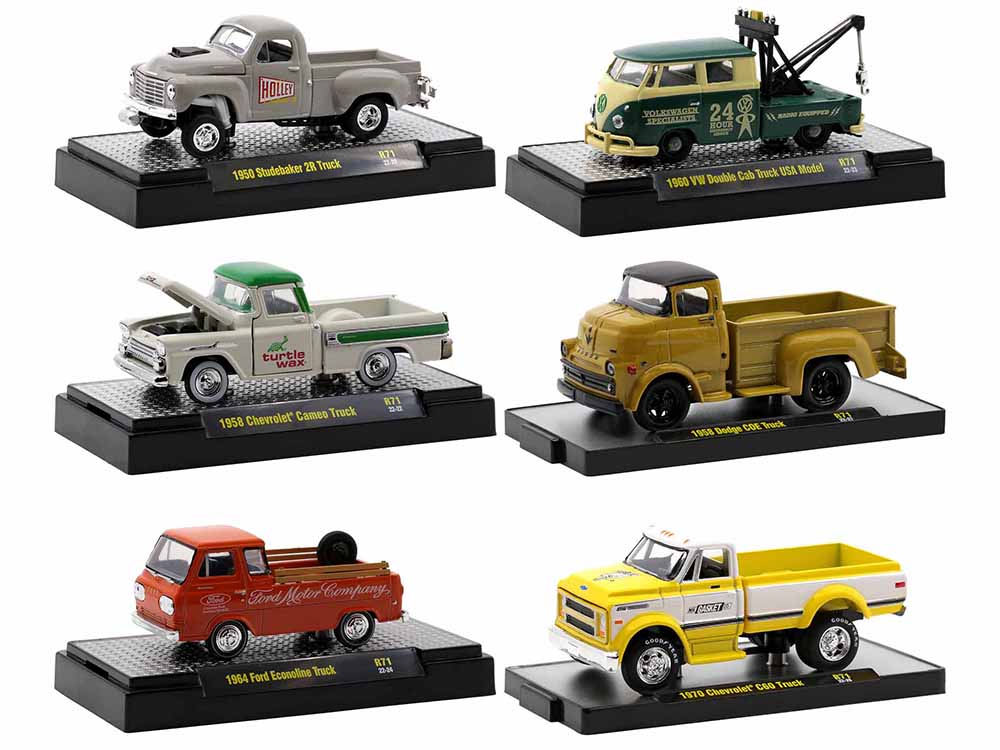 "Auto Trucks" 6 piece Set Release 71 IN DISPLAY CASES Limited Edition to 9600 pieces Worldwide 1/64 Diecast Model Cars by M2 Machines