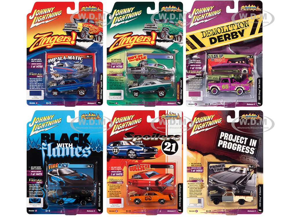 "Street Freaks" 2021 Set B of 6 Cars Release 4 1/64 Diecast Model Cars by Johnny Lightning