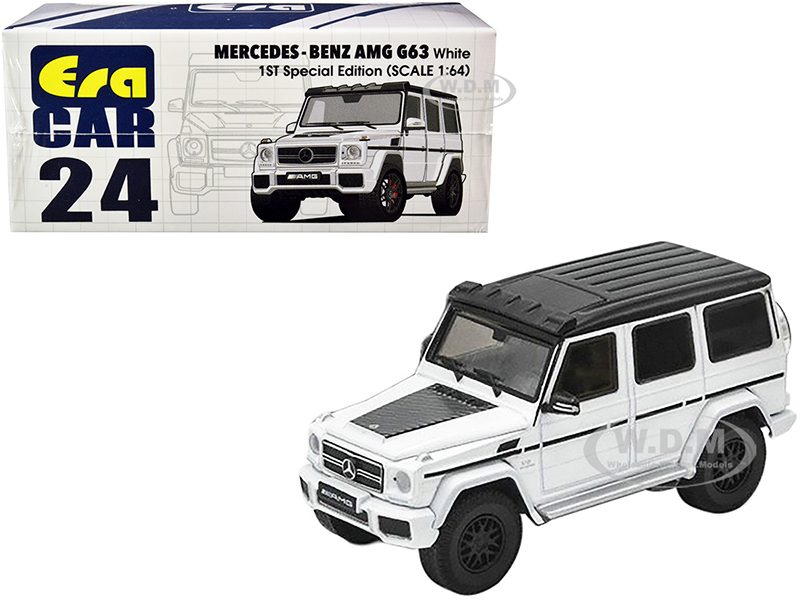 Mercedes Benz AMG G63 White with Black Top 1st Special Edition 1/64 Diecast Model Car by Era Car