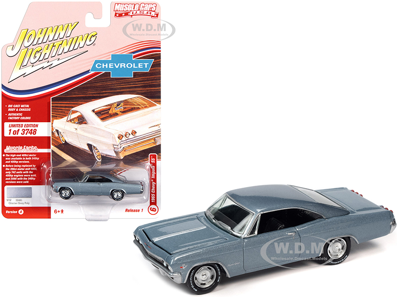 1965 Chevrolet Impala SS Glacier Gray Metallic Limited Edition to 3748 pieces Worldwide Muscle Cars USA Series 1/64 Diecast Model Car by Johnny Lightning