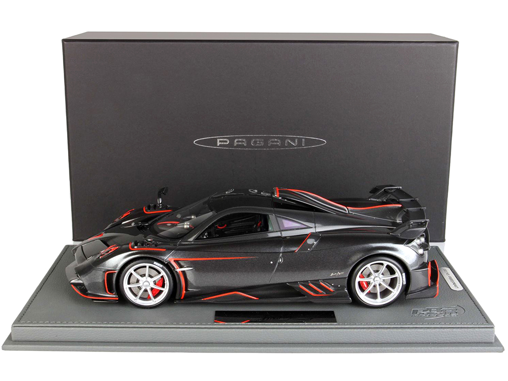 2020 Pagani Imola Dark Gray Metallic with Carbon Black Top Limited Edition to 200 pieces Worldwide 1/18 Model Car by BBR