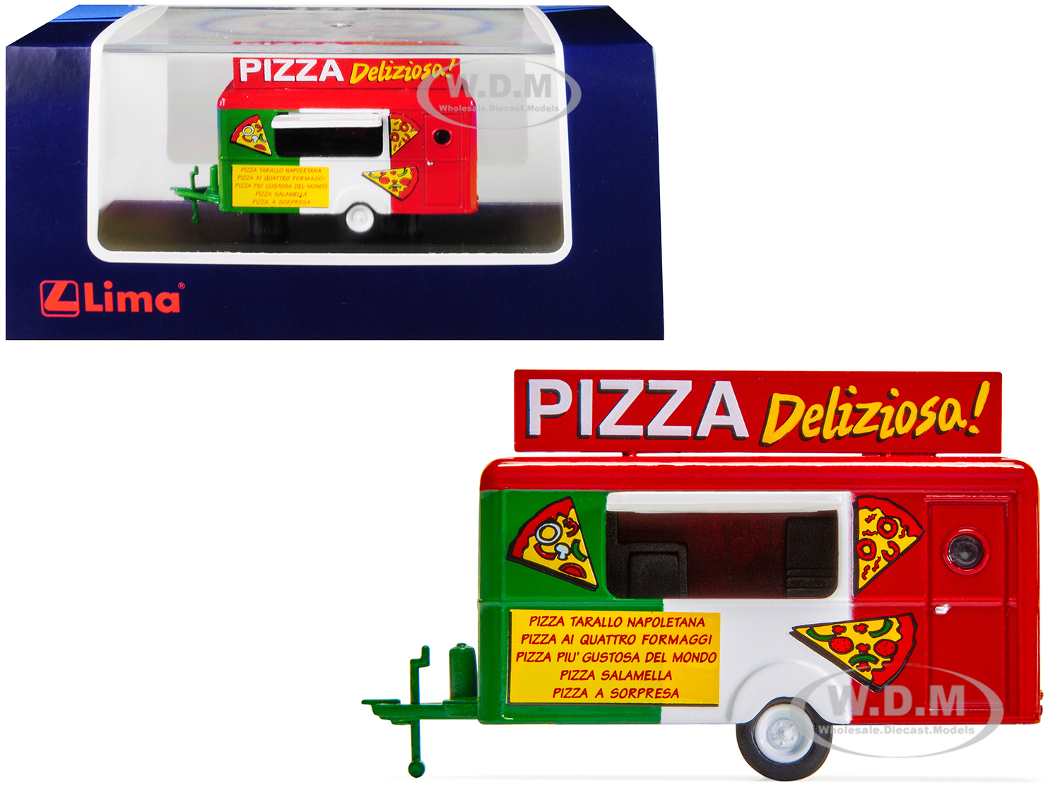 Mobile Food Trailer "pizza Deliziosa" (italy) 1/87 (ho) Scale Diecast Model By Lima
