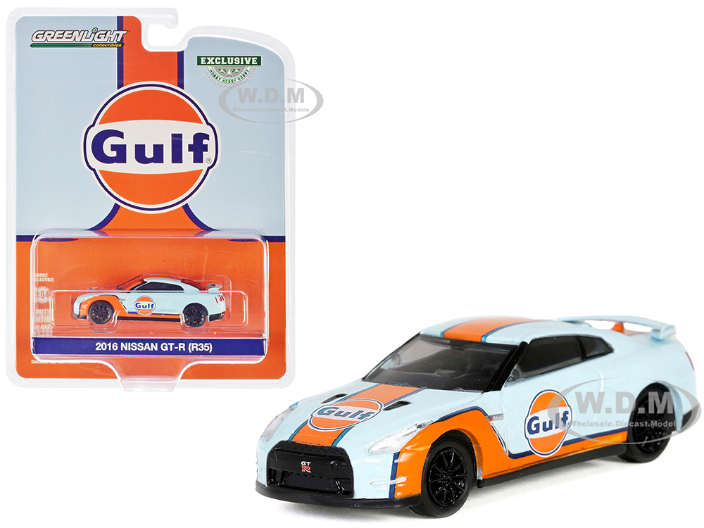 2016 Nissan GT-R (R35) Light Blue with Orange Stripes 