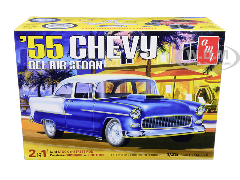 Skill 2 Model Kit 1955 Chevrolet Bel Air Sedan 2-in-1 Kit 1/25 Scale Model by AMT