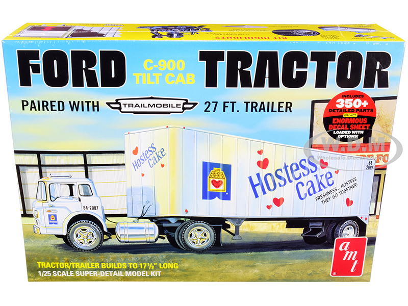Skill 3 Model Kit Ford C-900 Truck with Trailmobile Trailer "Hostess" 1/25 Scale Model by AMT