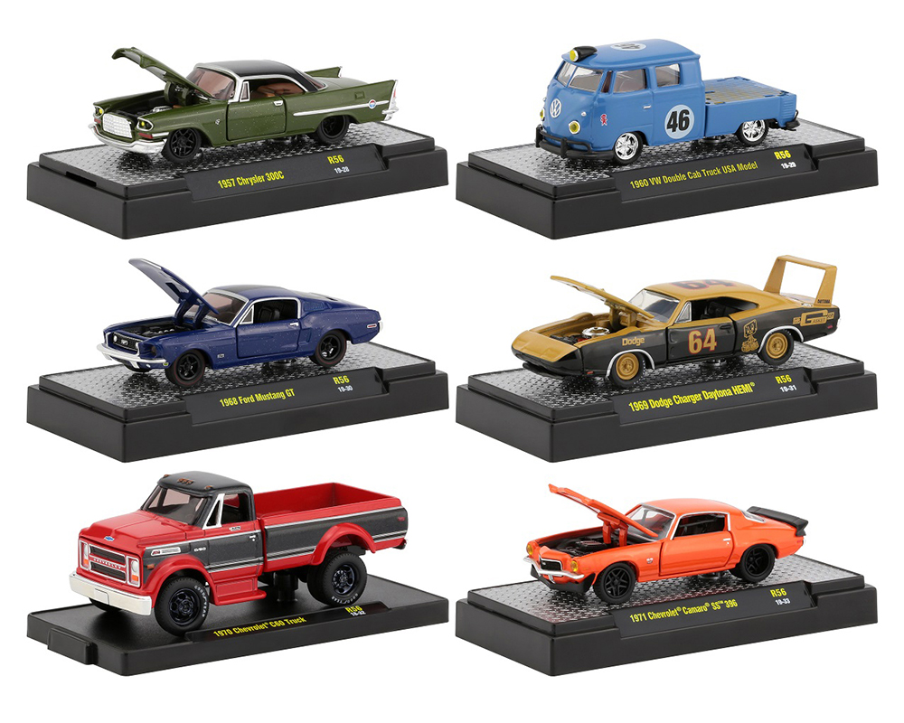 Auto Shows 6 piece Set Release 56 IN DISPLAY CASES 1/64 Diecast Model Cars by M2 Machines