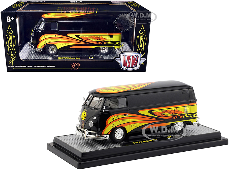 1960 Volkswagen Delivery Van Black Pearl Kelly Crazy Painter Limited Edition to 6880 pieces Worldwide 1/24 Diecast Model by M2 Machines