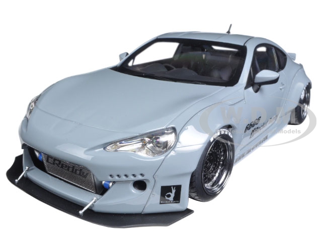 Toyota 86 Rocket Bunny RHD (Right Hand Drive) Concrete Gray with Graphics and Black Wheels 1/18 Model Car by Autoart