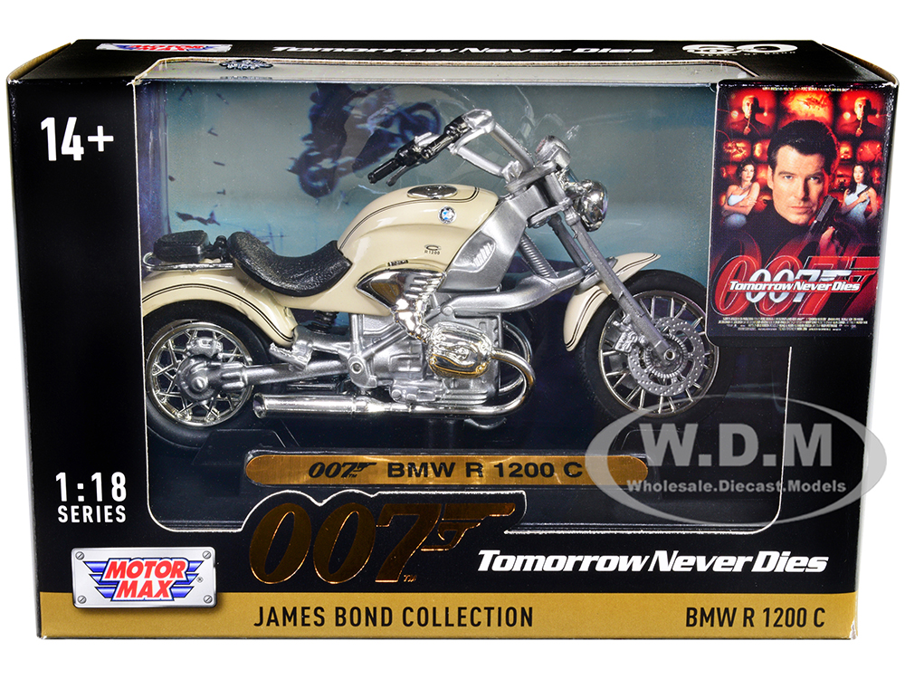 BMW R 1200 C Motorcycle Cream James Bond 007 Tomorrow Never Dies (1997) Movie James Bond Collection Series 1/18 Diecast Model Car by Motormax