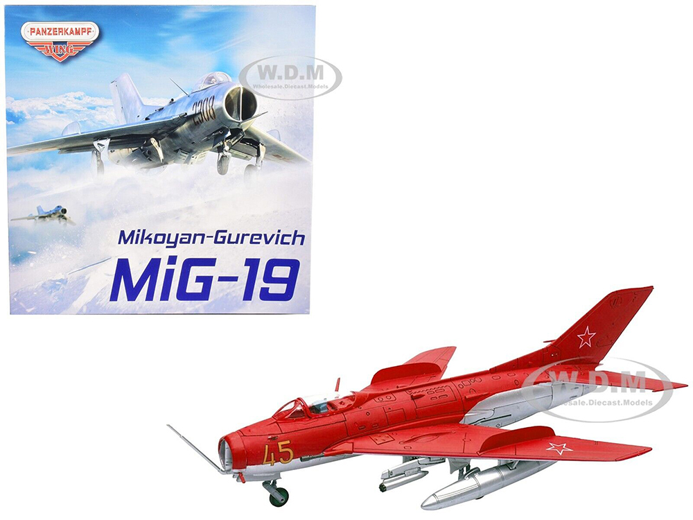 Mikoyan-Gurevich MiG-19S Farmer C Fighter Aircraft Yellow 45 VVS Display Team Soviet Air Force Kubinka Air Base (1960) Wing Series  1/72 Diecast Model by Panzerkampf