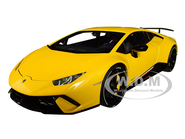 Image of Lamborghini Huracan Performante Giallo Inti / Pearl Effect Yellow with Black Wheels 1/18 Model Car by Autoart