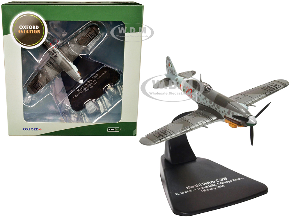 Macchi Veltro C.205 Fighter Aircraft Italy L. Gorrini 1 Squadriglia 1 Gruppo Caccia (February 1944) Oxford Aviation Series 1/72 Diecast Model Airplane by Oxford Diecast