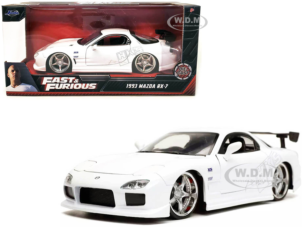 1993 Mazda RX-7 "HKS" White "Fast &amp; Furious" Movie 1/24 Diecast Model Car by Jada