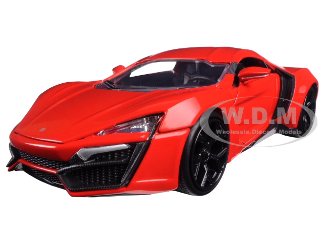 Brand new 1:24 scale diecast model car of Lykan Hypersport "Fast & Furious 7" Movie die cast car model by Jada.Rubber tires.Brand new box.Detailed interior exterior.Made of diecast with some plastic parts.Dimensions approximately L-8 W-3.75 H-3.25 inches.Lykan Hypersport "Fast & Furious 7" Movie 1/24 Diecast Model Car by Jada.