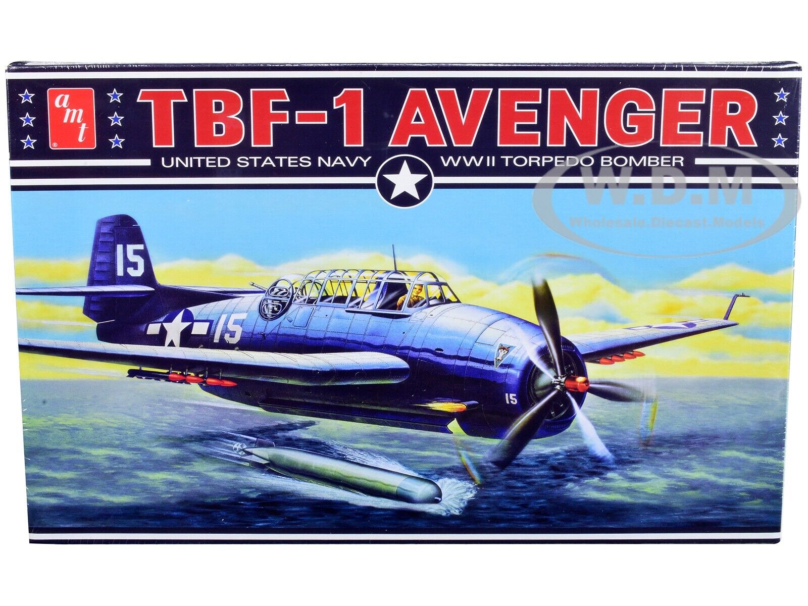 Skill 2 Model Kit Grumman TBF-1 Avenger Torpedo Bomber United States Navy - WWII 1/48 Scale Model by AMT