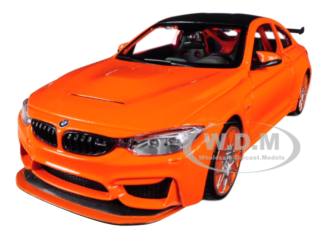 Bmw M4 Gts Orange With Carbon Top And Orange Wheels 1/24 Diecast Model Car By Maisto