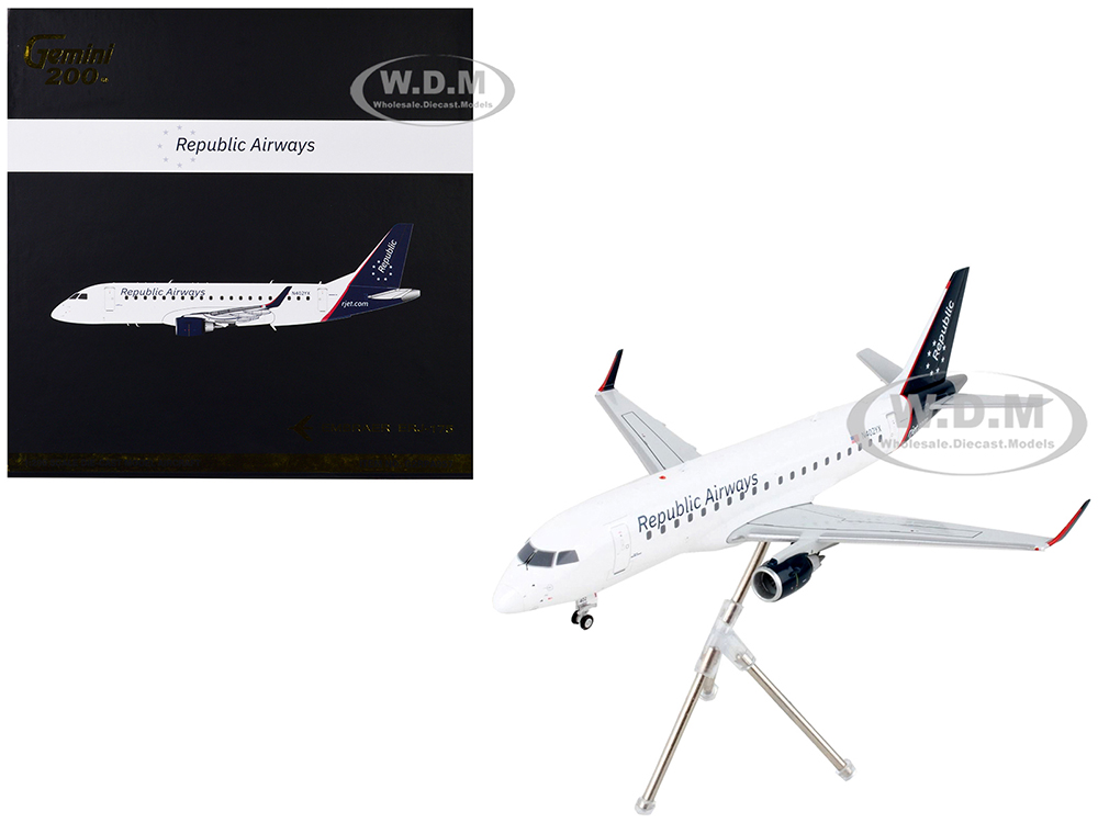 Embraer ERJ-175 Commercial Aircraft "Republic Airways" White with Blue Tail "Gemini 200" Series 1/200 Diecast Model Airplane by GeminiJets