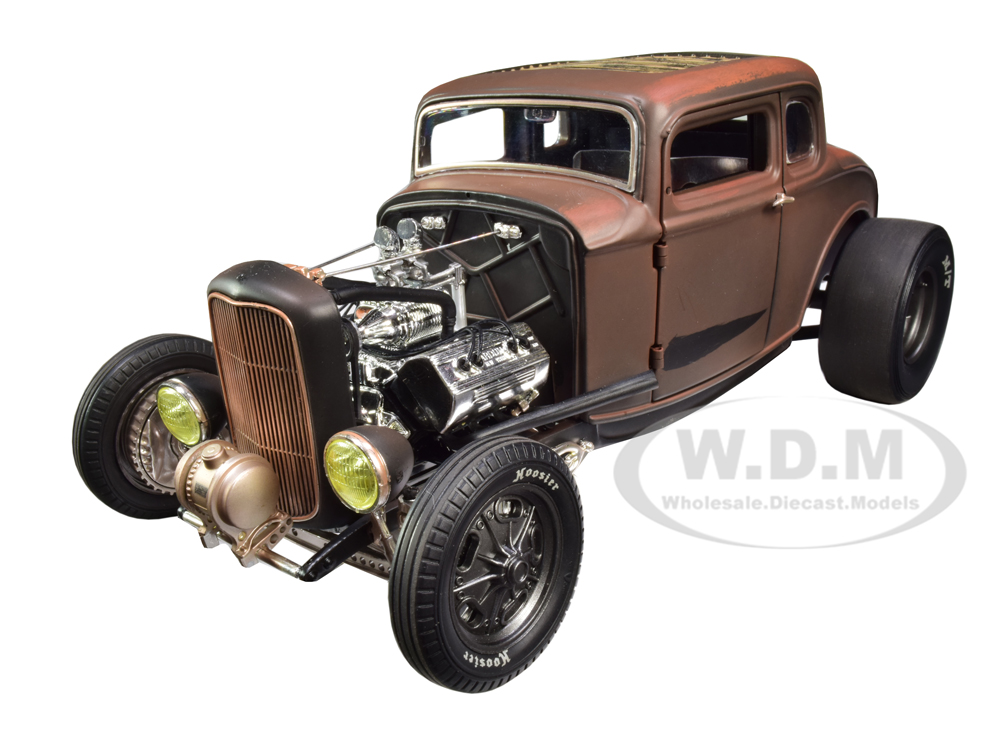 Image of Pork Chops 1932 Ford Rat Rod "190 Proof" Five Window Brown (Dirty Version) Limited Edition to 930 pieces Worldwide 1/18 Diecast Model Car by ACME