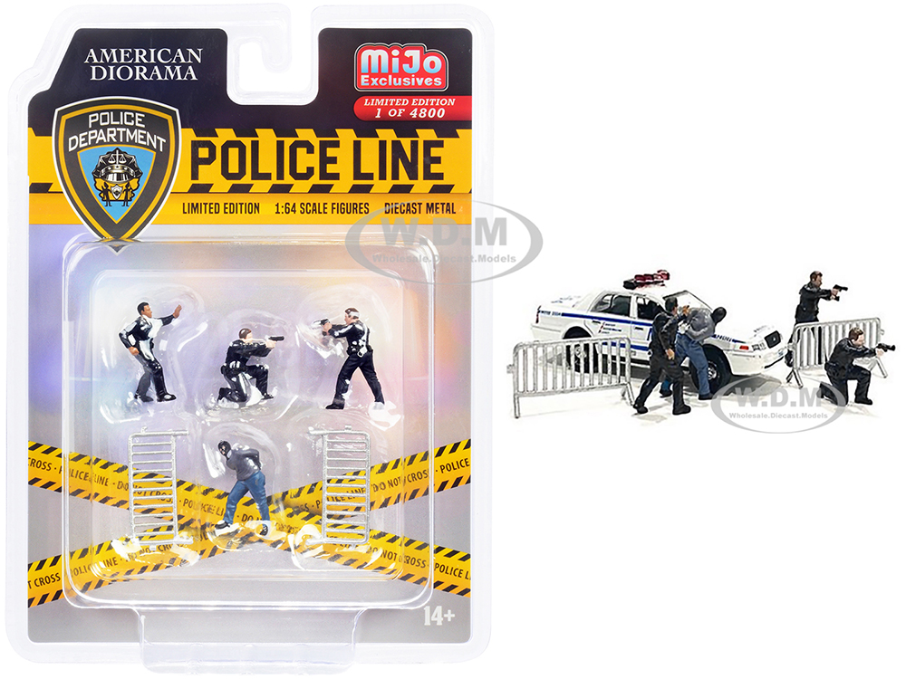 "Police Line" 6 piece Diecast Set (4 Figurines and 2 Accessories) Limited Edition to 4800 pieces Worldwide for 1/64 Scale Models by American Diorama