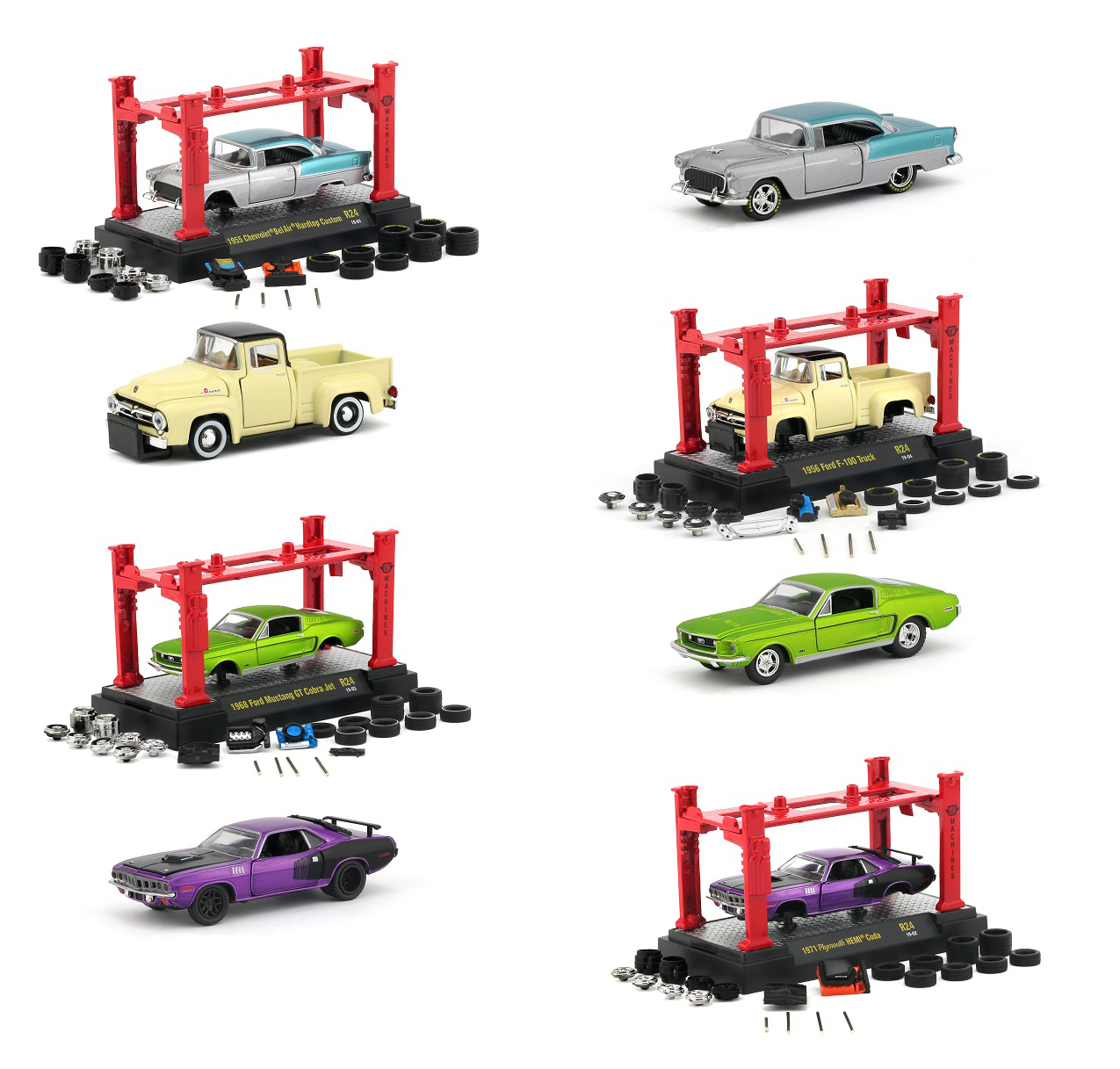Model Kit 4 Piece Car Set Release 24 1/64 Diecast Model Cars By M2 Machines