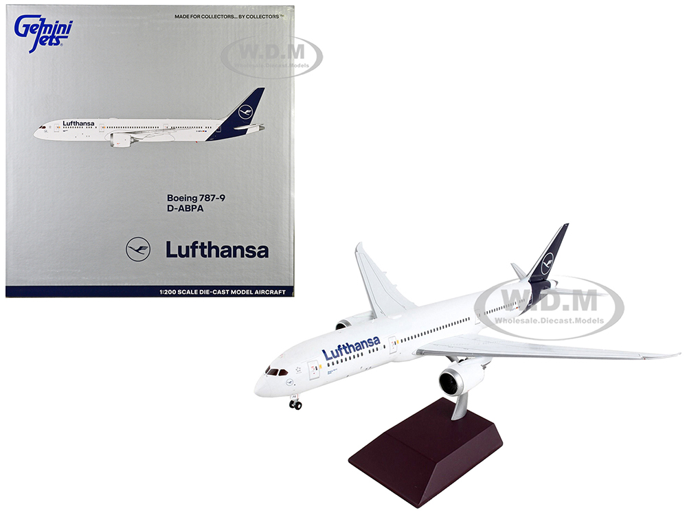 Boeing 787-9 Commercial Aircraft Lufthansa White with Blue Tail Gemini 200 Series 1/200 Diecast Model Airplane by GeminiJets