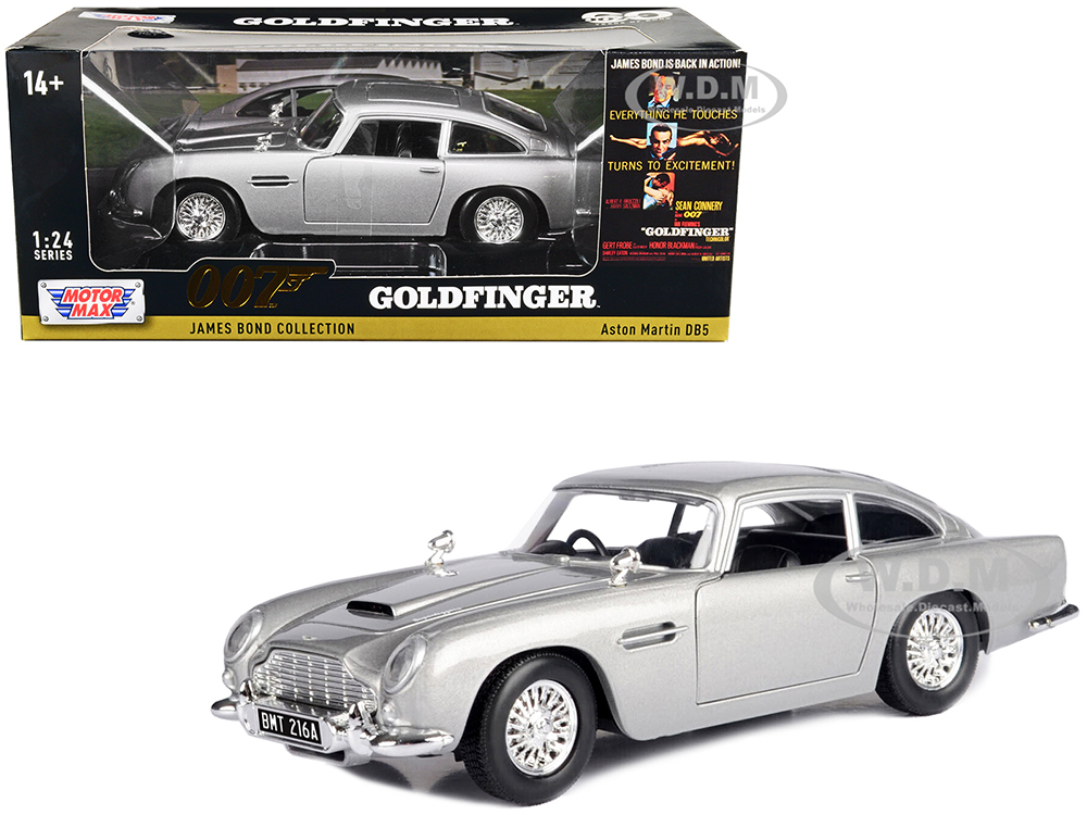 Aston Martin DB5 RHD (Right Hand Drive) Silver Metallic James Bond 007 Goldfinger (1964) Movie James Bond Collection Series 1/24 Diecast Model Car by Motormax