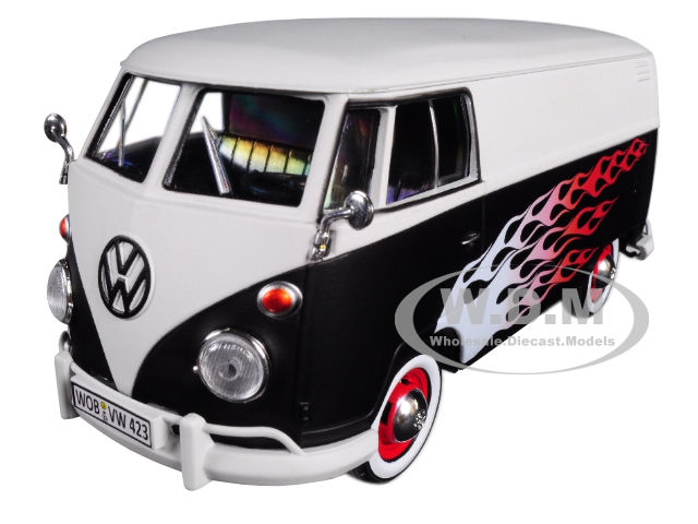 Volkswagen Type 2 (T1) Delivery Van with Flames 1/24 Diecast Car Model by Motormax