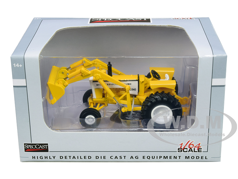 Minneapolis Moline G940 Wide Front Tractor With Loader Yellow 1/64 Diecast Model By Speccast