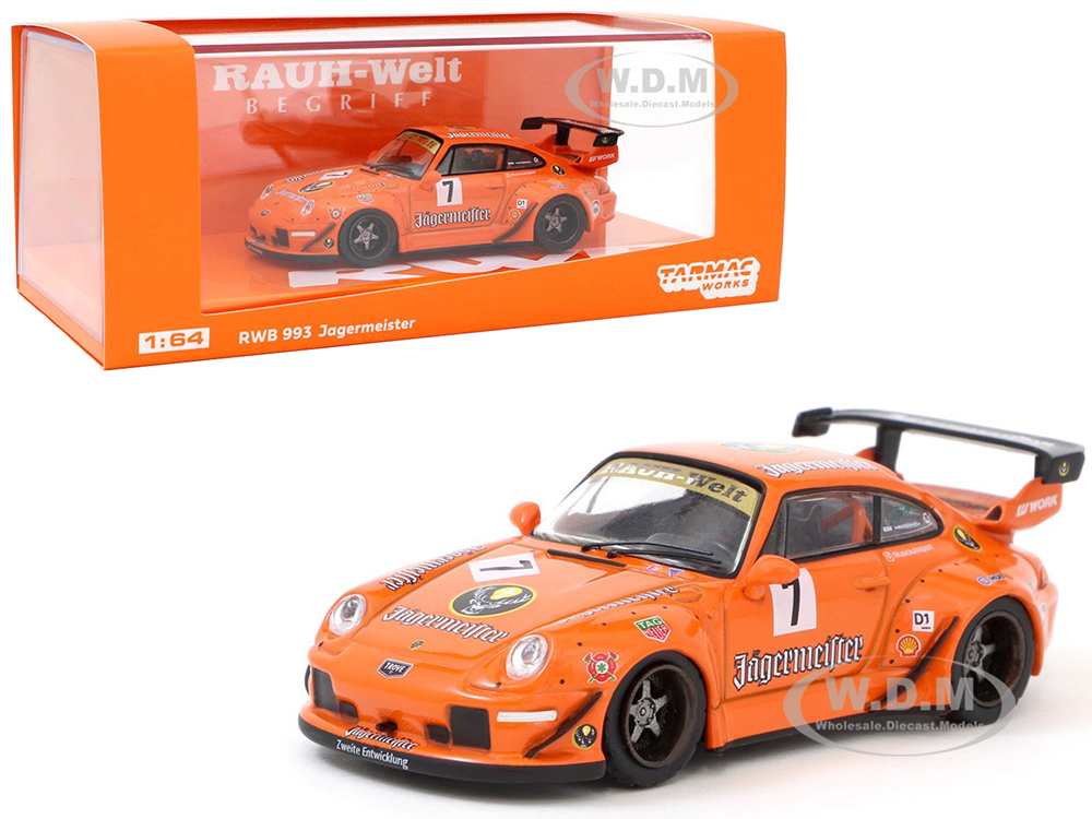 Image of Porsche 993 RWB 7 "Jagermeister" "RAUH-Welt BEGRIFF" 1/64 Diecast Model Car by Tarmac Works