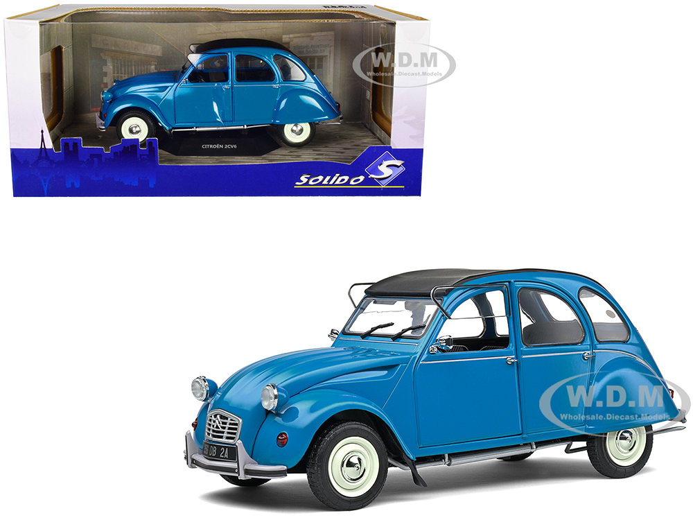 1982 Citroen 2CV6 Petrol Blue With Matt Black Top 1/18 Diecast Model Car By Solido