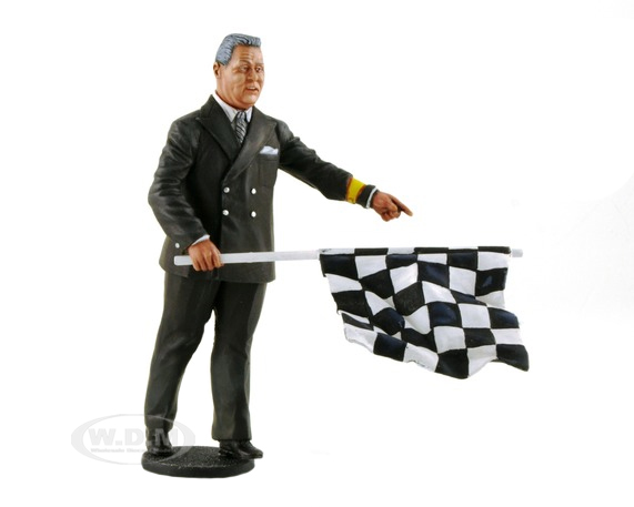 1950-1970s Director Of The Course Standing With Checker Flag Figurine For 1/18 Scale Model Cars By Le Mans Miniatures