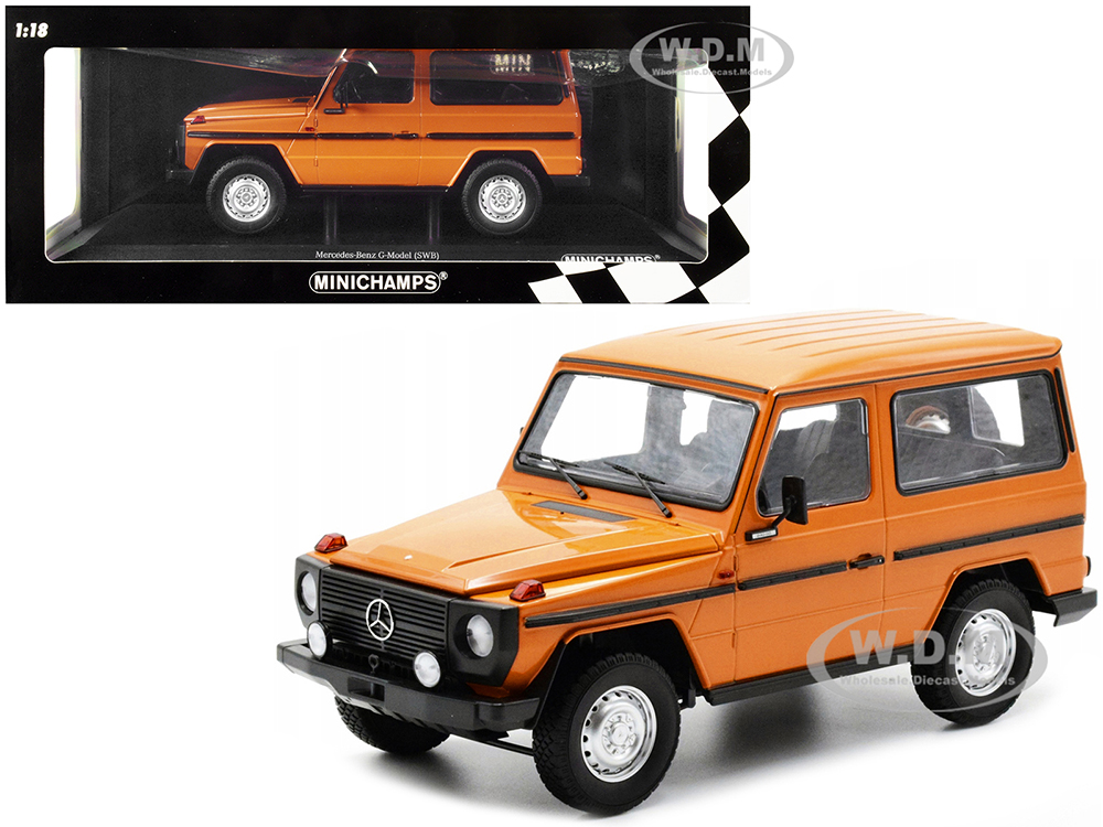 1980 Mercedes-Benz G-Model (SWB) Orange with Black Stripes Limited Edition to 504 pieces Worldwide 1/18 Diecast Model Car by Minichamps