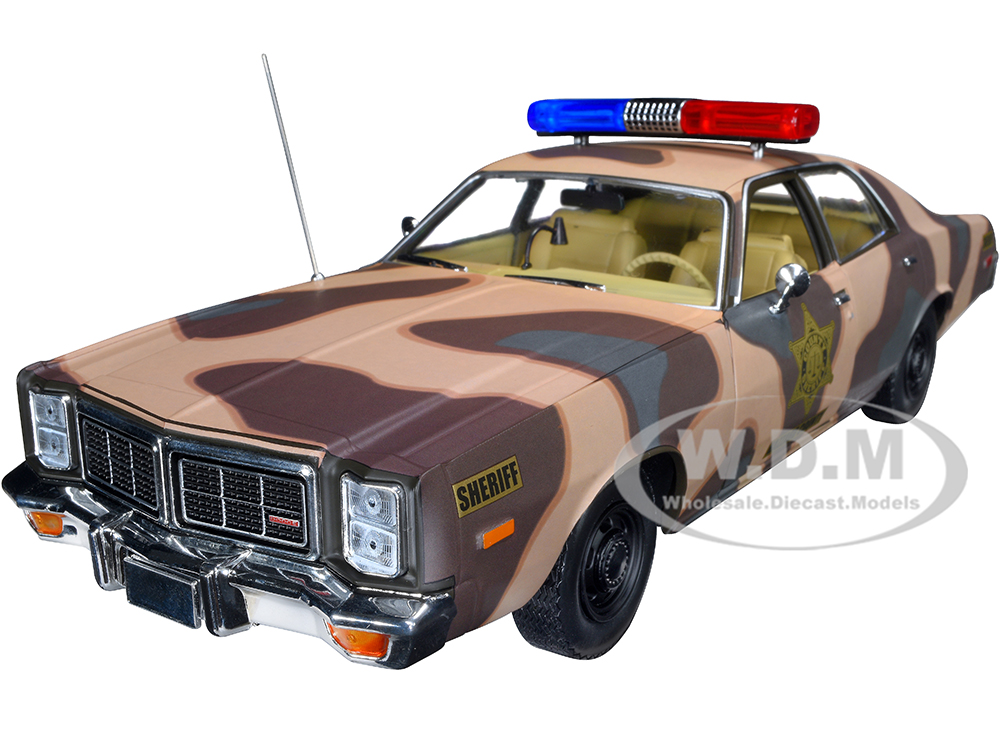 1978 Dodge Monaco Brown Camouflage Hazzard County Sheriff 1/18 Diecast Model Car by Greenlight
